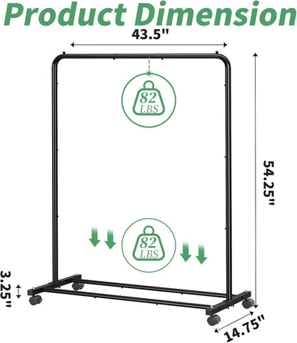 Standard Clothes Clothing Garment Rack with Storage Shelves, Black